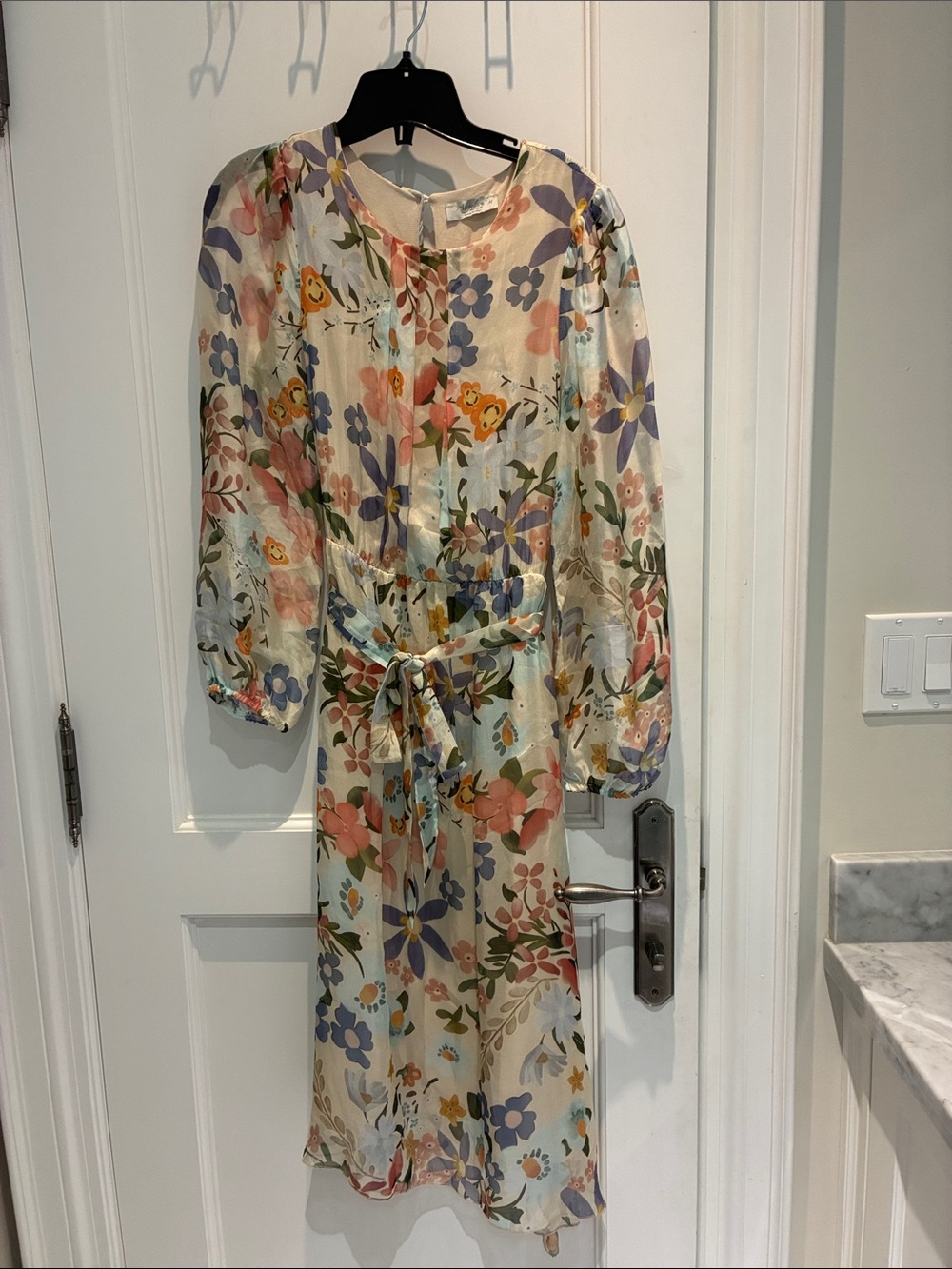 ANGELA MODA Italian Silk Blend Floral Midi Dress Medium 👵MT